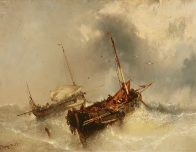 Two boats on the Stormy Sea