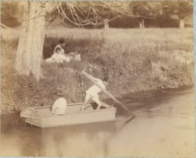 Two Boys Playing at the Creek, July 4