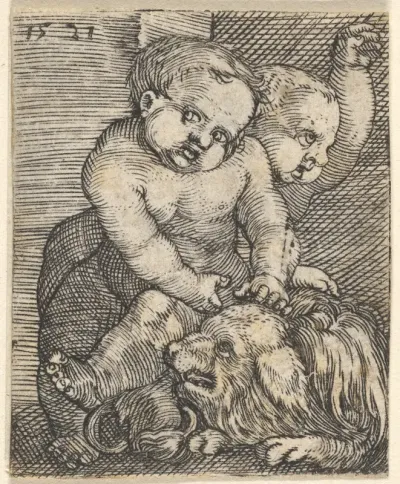 Two Boys Playing with a Dog