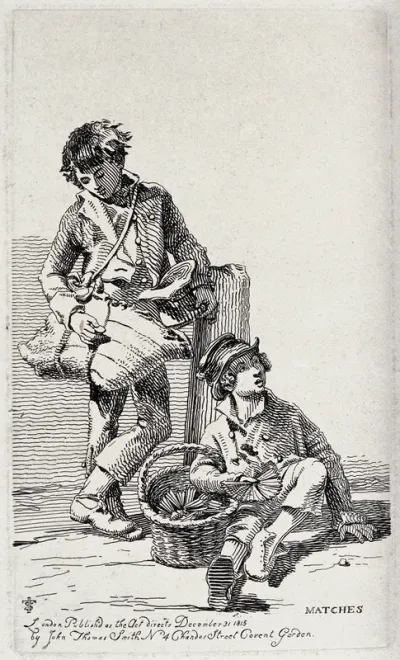 Two boys selling matches