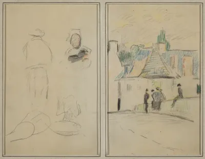 Two Breton Figures; Bridge at Pont-Aven [recto]