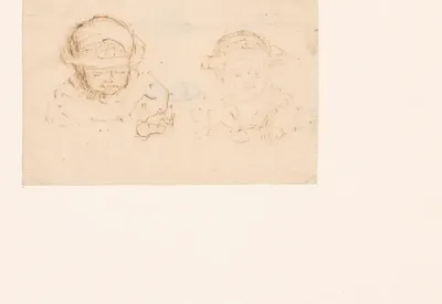 Two Busts of a Child Wearing a Head Protector