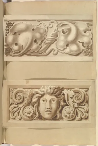 Two Carved Stone Ornamental Panels