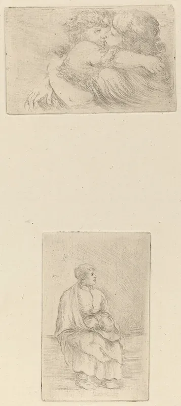 Two Children Embracing; Seated Ecclesiast