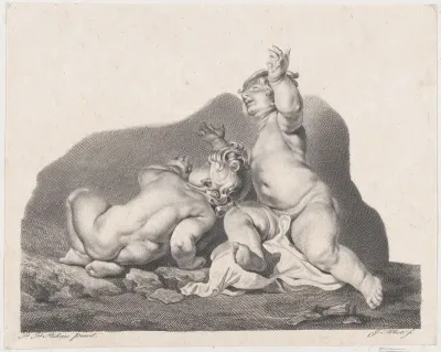Two children lying on the ground, one seen from behind