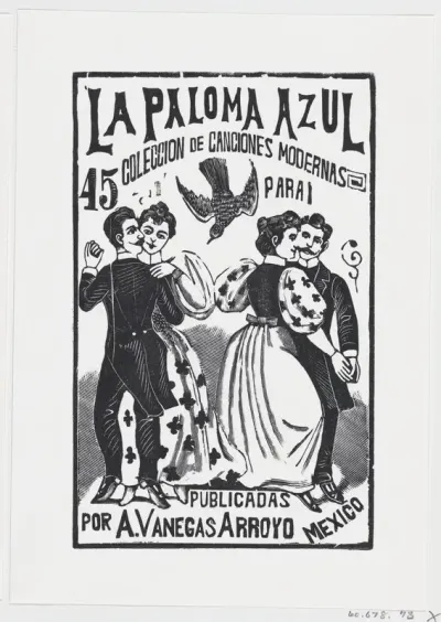 Two couples dancing, illustration for 'La Paloma Azul'