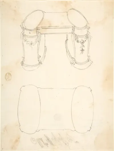 Two Design Drawings for a Writing Desk