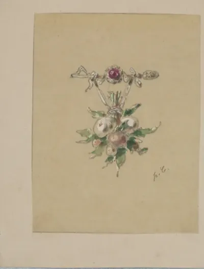 Two Designs for Brooches with a Fruit Garland