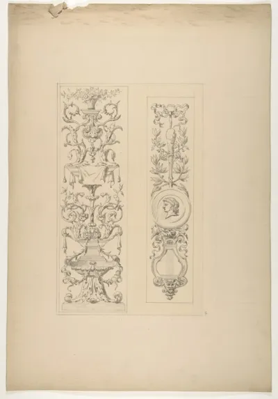 Two designs for decorative panels in rococco style