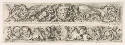 Two Designs for Friezes with Acanthus Scrolls, Each with a Variant, plate 4 from "Decorative friezes and foliage" (Ornamenti di fregi e fogliami)