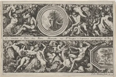 Two Designs for Friezes with Medallions, from "Frises, feuillages ou tritons marins antiques et modernes"