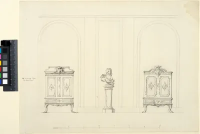 Two Designs for Medal Cabinets at Drottningholm, with the Bust of Louisa Ulrika in the centre