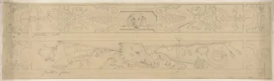 Two designs for panels to decorate a hunting lodge