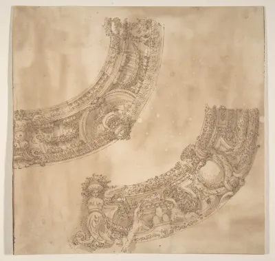 Two Designs for the Decoration of a Circular Frieze or Cornice