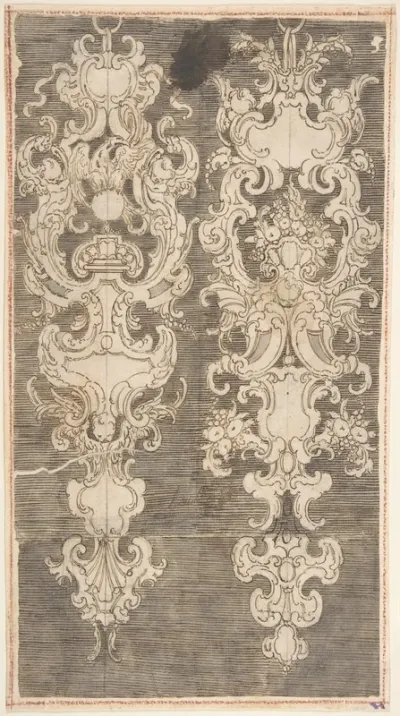 Two Designs for Wall Decorations on a Hatched Ground