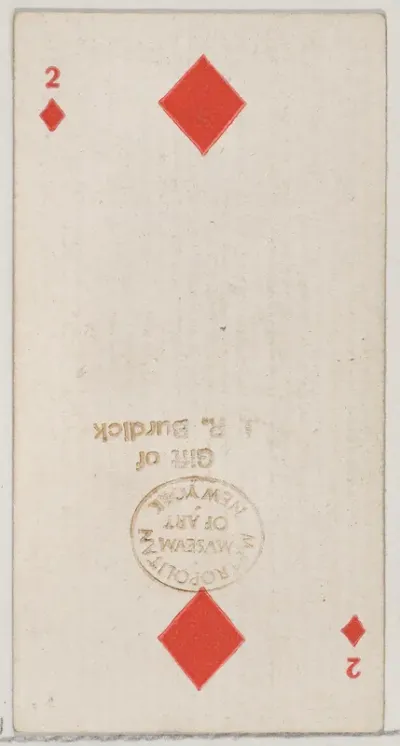 Two Diamonds (red), from the Playing Cards series (N84) for Duke brand cigarettes