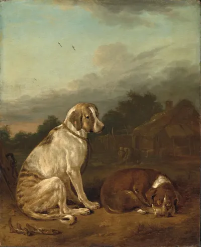 Two dogs in a landscape