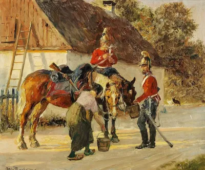 Two dragoons resting. Scene from the First Schleswig War.