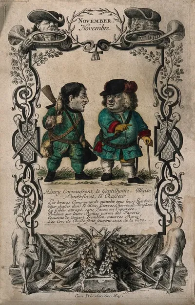 Two dwarfs with hunting gear; representing the easy life of game hunting