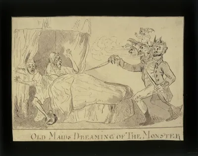 Two elderly women in bed, disturbed from sleep by a nightmare vision of "The monster" (R