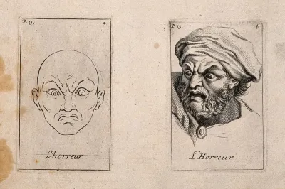 Two faces, one in outline, expressing horror
