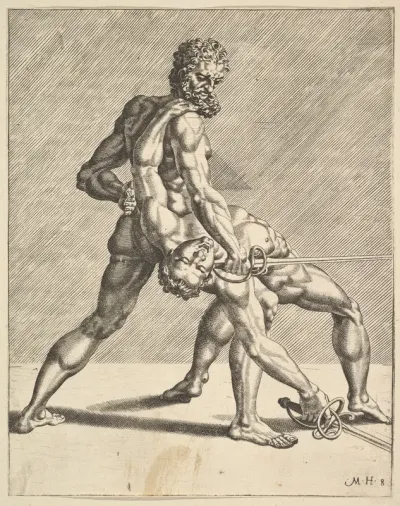 Two Fencers, from Fencers, plate 8