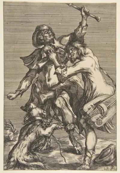 Two Fighting Beggars