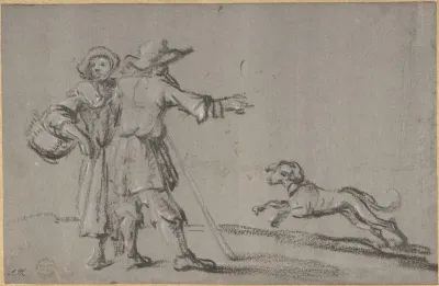 Two Figures and a Dog