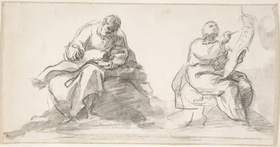 Two Figures of Evangelists Writing