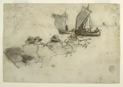 Two Fishing Boats with Sails, Cullercoats, England