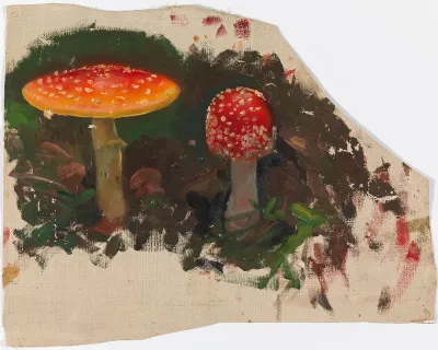 Two Fly Agarics, sketch for the painting Fairy Tale Princess