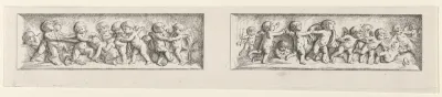 Two Friezes with Playing Putti, Premier Livre, Sixieme Cahier, plate 34 from "L'Oeuvre de J. B. Huet"