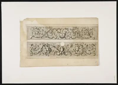 Two friezes with putti and foliate scrolls