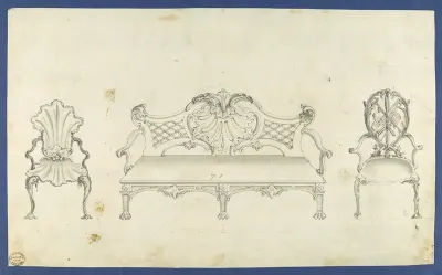 Two Garden Chairs and Long Seat, in Chippendale Drawings, Vol. I