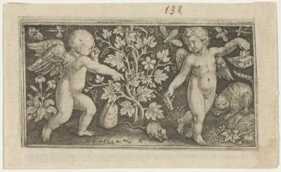 Two Genii with a Cat and a Rat