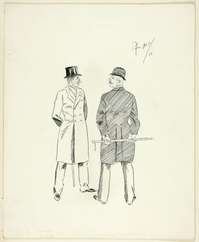 Two Gentlemen with Walking Sticks