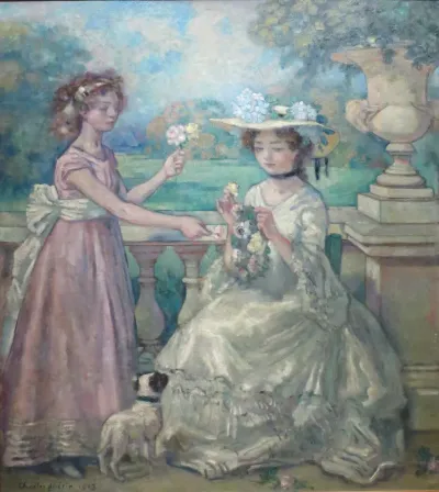 Two Girls on a Terrace