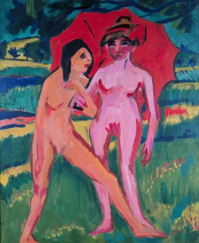 Two Girls under an Umbrella