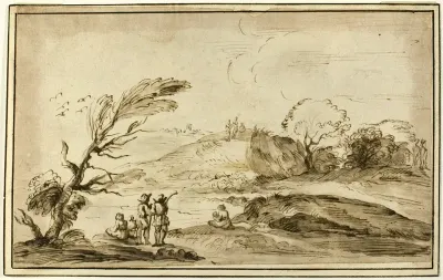 Two Groups of Figures in a Landscape