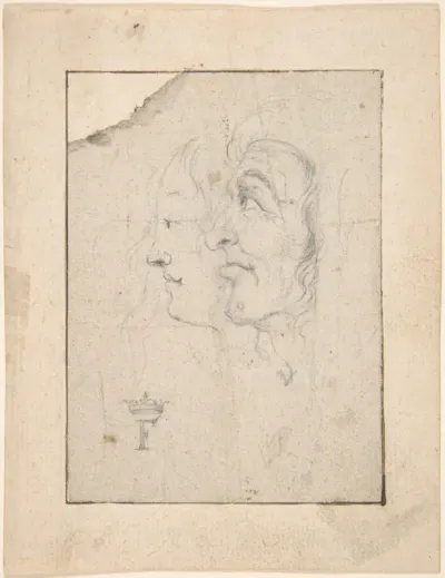 Two Heads of an Old and a Young Woman Looking to the Left (Ages of Woman?)
