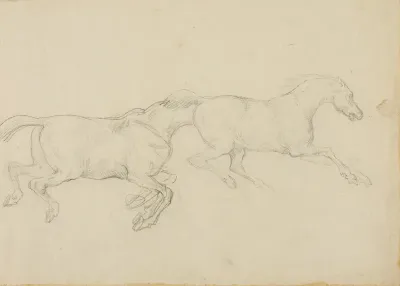 Two Horses Galloping to the Right