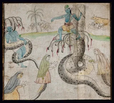 Two Indian deities with many headed snakes