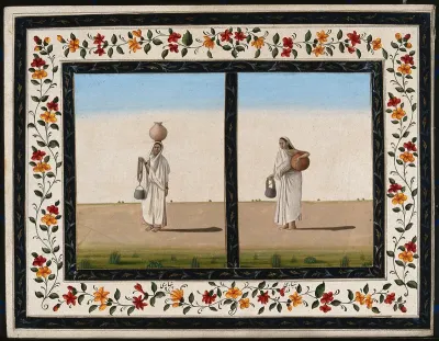 Two Indian women carrying water
