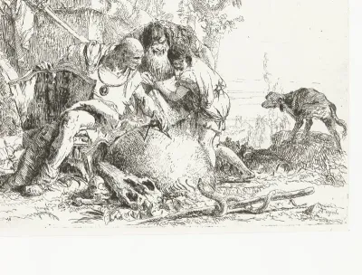 Two Magicians with a Compass and Globe, and a Boy and a Snake