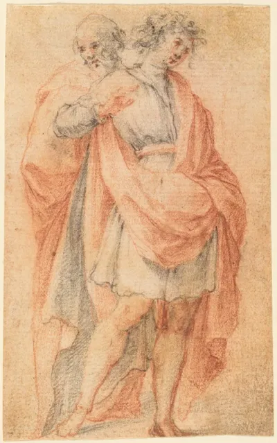 Two Male Figures: A Youth and an Old Man