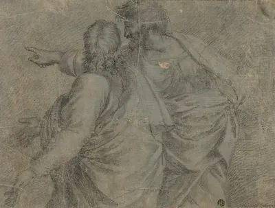 Two Men Conversing and Gesturing