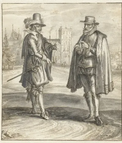Two Men Conversing on the Buitenhof, with the Stadholder’s Quarters and the Ridderzaal in the Background