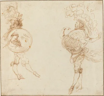 Two Men in Masquerade Costumes: The Earth and a Parade Helmet