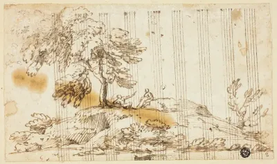 Two Men Seated under Tree on Hillside