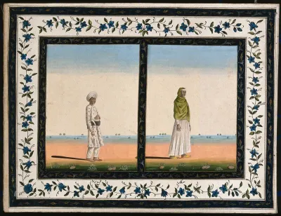 Two men wearing different traditional clothes